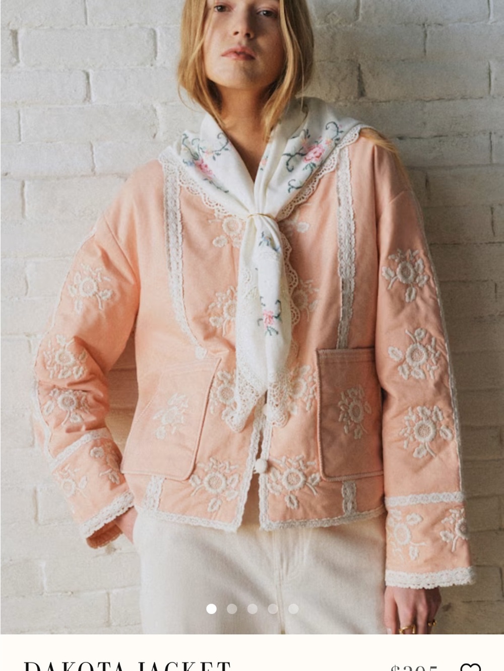 Sezane Peach Embroidered Jacket